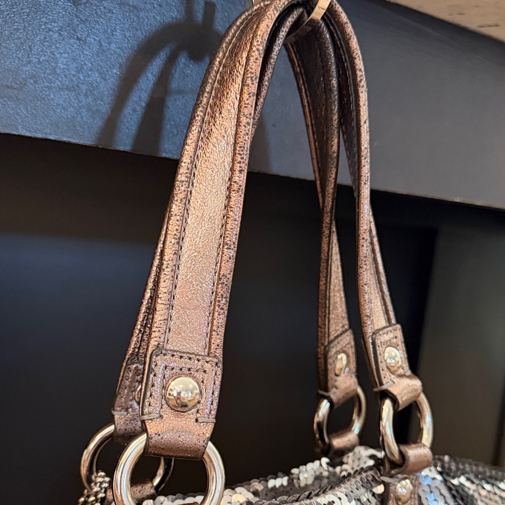 Coach Poppy Sequin Shoulder Bag in Gold and Silver - Picture 7 of 12